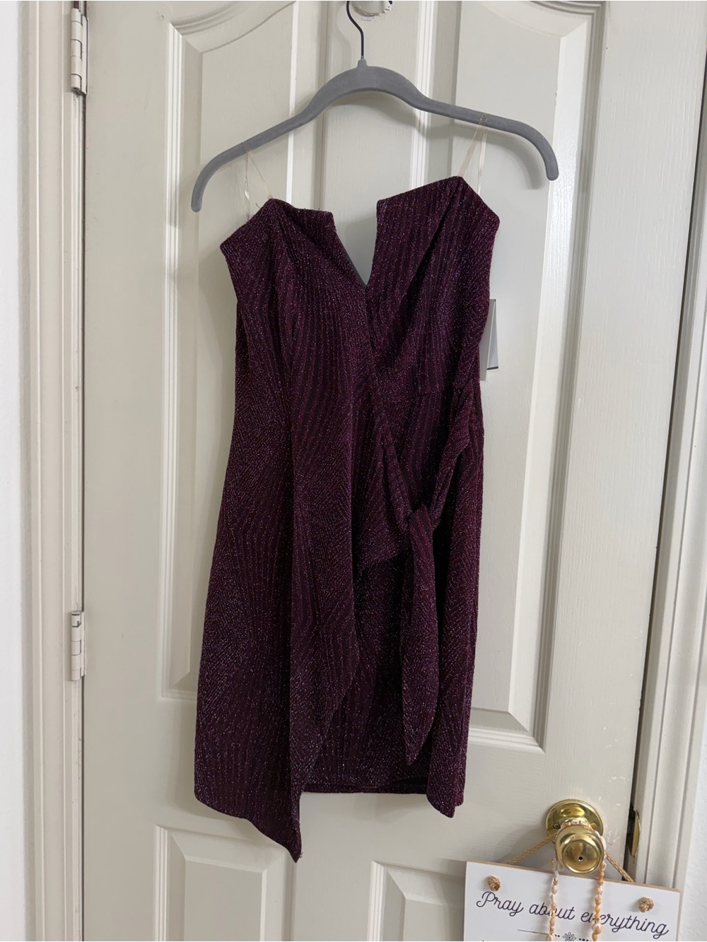 Purple Sparkle Draped Cocktail Dress